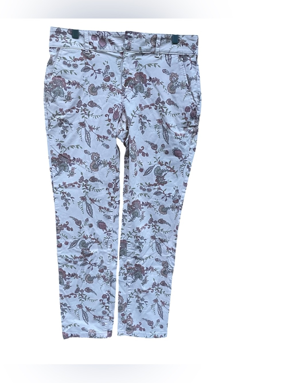 LOFT Floral Print Skinny Ankle Jeans in Dusty Rose